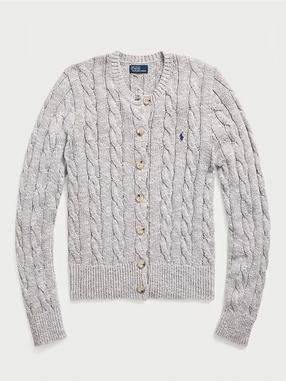 Polo Ralph Lauren Cable-Knit Wool-Cashmere Cardigan Gray